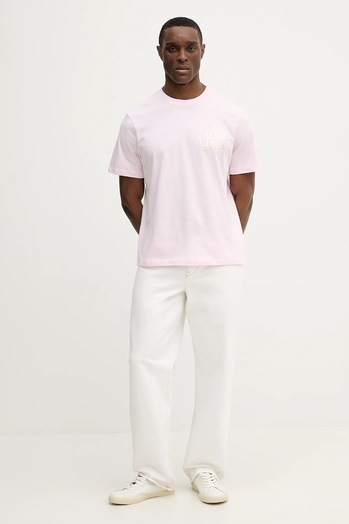 Calvin Klein Jeans t-shirt bawełniany LV14RE801G różowy SS26