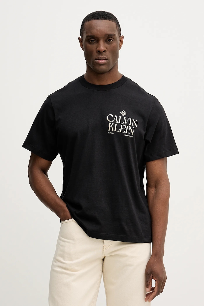 Calvin Klein Jeans t-shirt bawełniany nadruk czarny LV14RE801G
