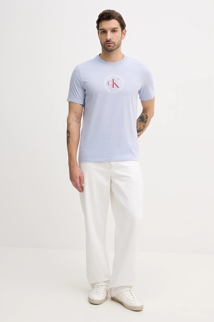 Bavlnené tričko Calvin Klein Jeans LV14RE816G modrá SS26