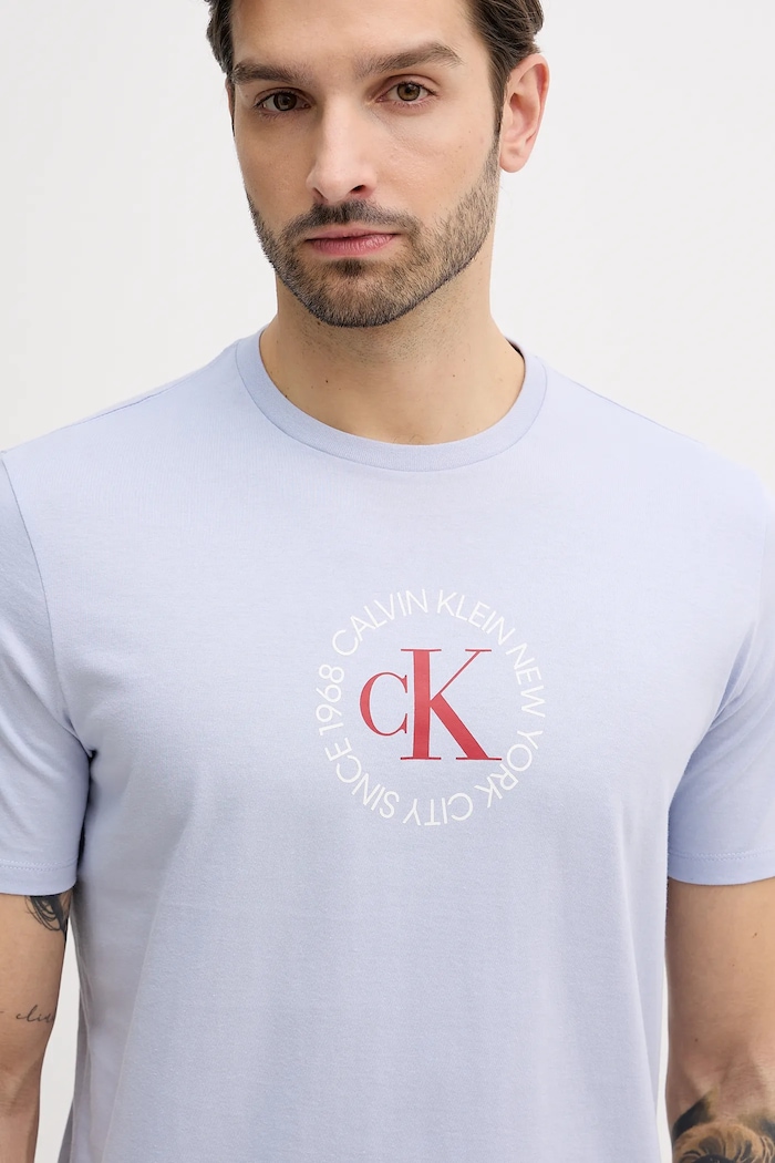 Bavlnené tričko Calvin Klein Jeans modrá LV14RE816G