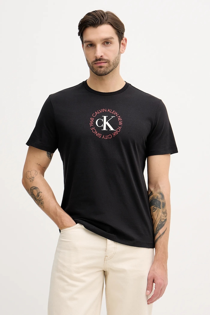 Calvin Klein Jeans pamut póló pamut fekete LV14RE816G