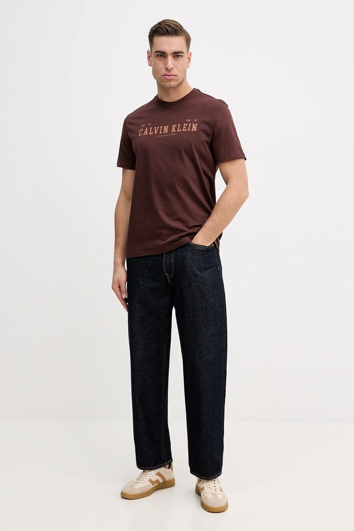 Bavlněné tričko Calvin Klein Jeans LV14RE817G hnědá SS26