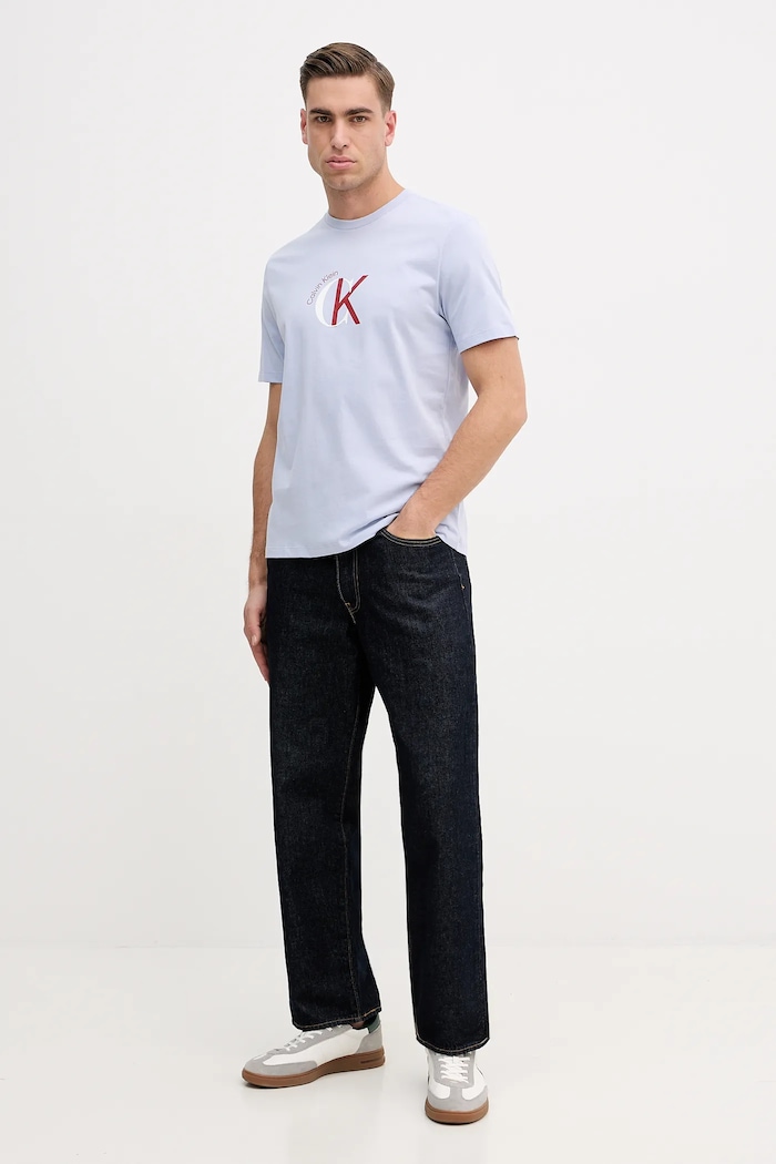 Βαμβακερό μπλουζάκι Calvin Klein Jeans LV14RE829G μπλε SS26