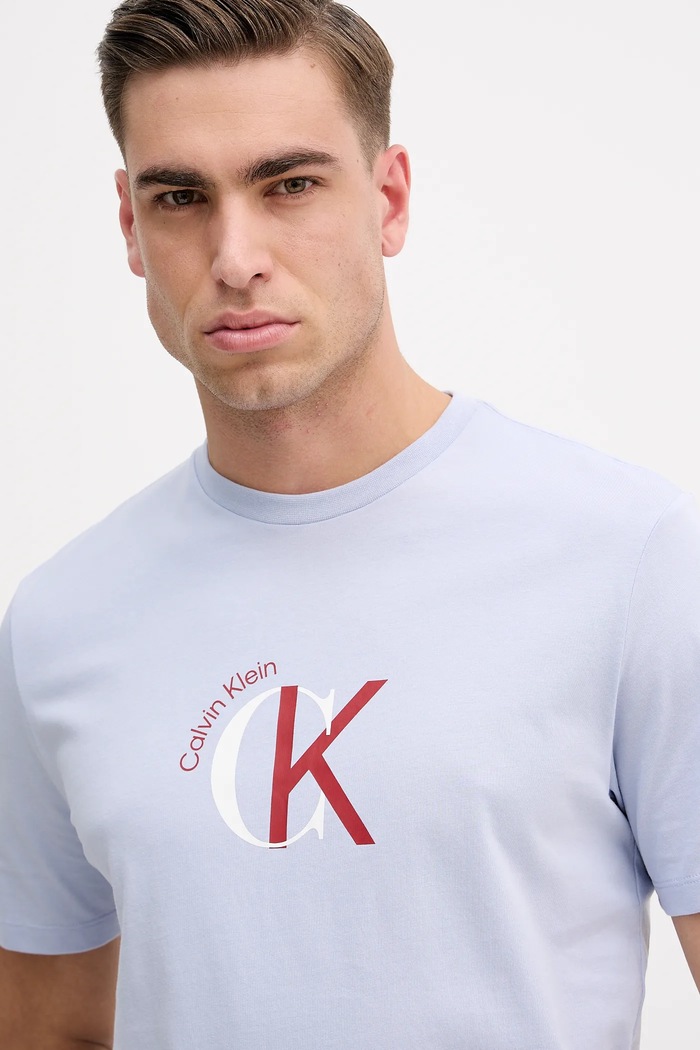 Βαμβακερό μπλουζάκι Calvin Klein Jeans μπλε LV14RE829G