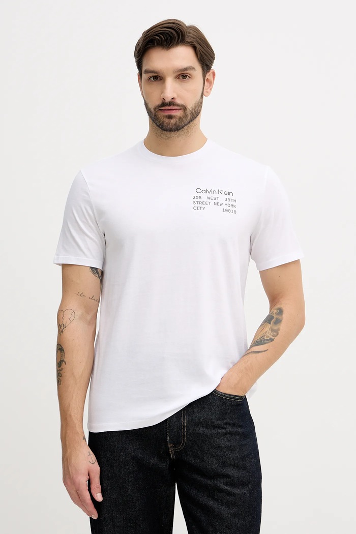 Calvin Klein Jeans tricou din bumbac print alb LV14RE830G