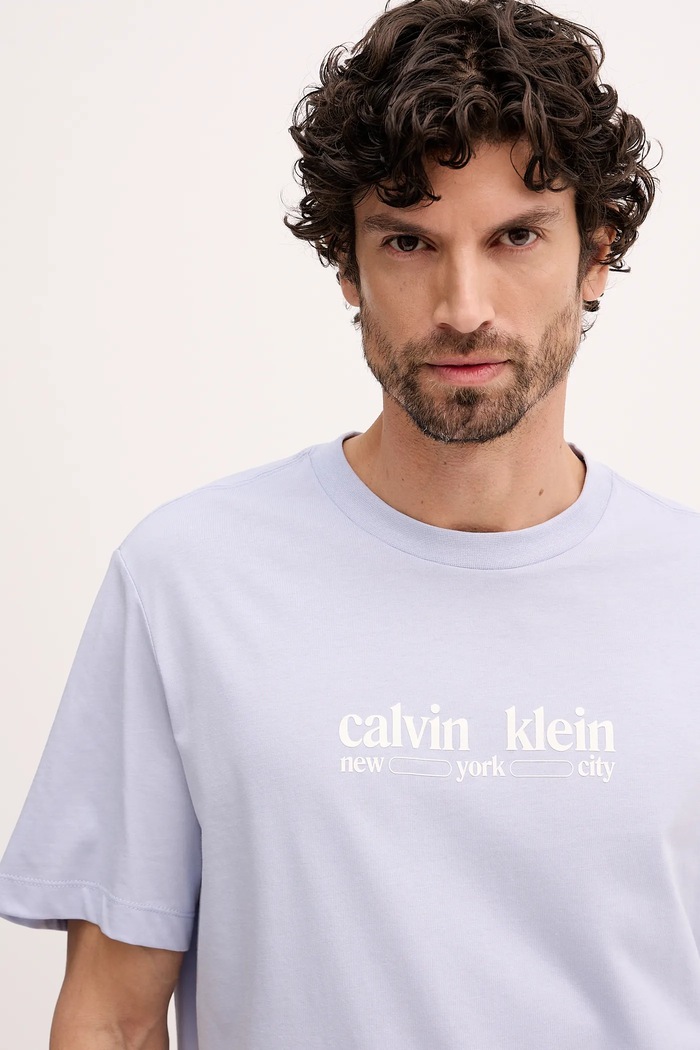 Βαμβακερό μπλουζάκι Calvin Klein Jeans μπλε LV14RE831G