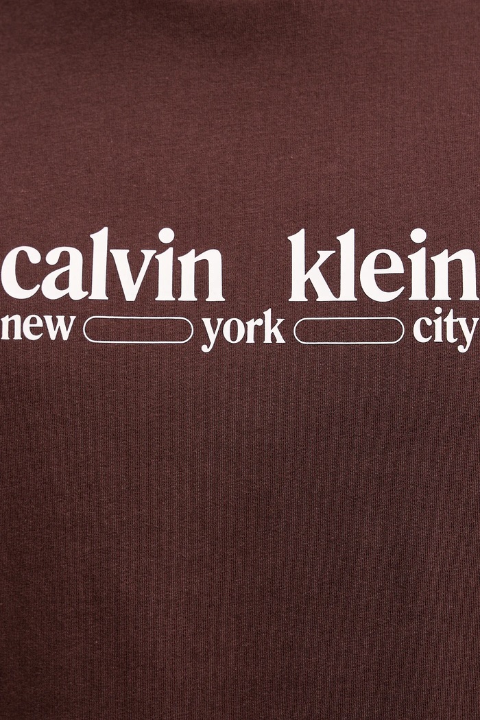 Βαμβακερό μπλουζάκι Calvin Klein Jeans LV14RE831G καφέ