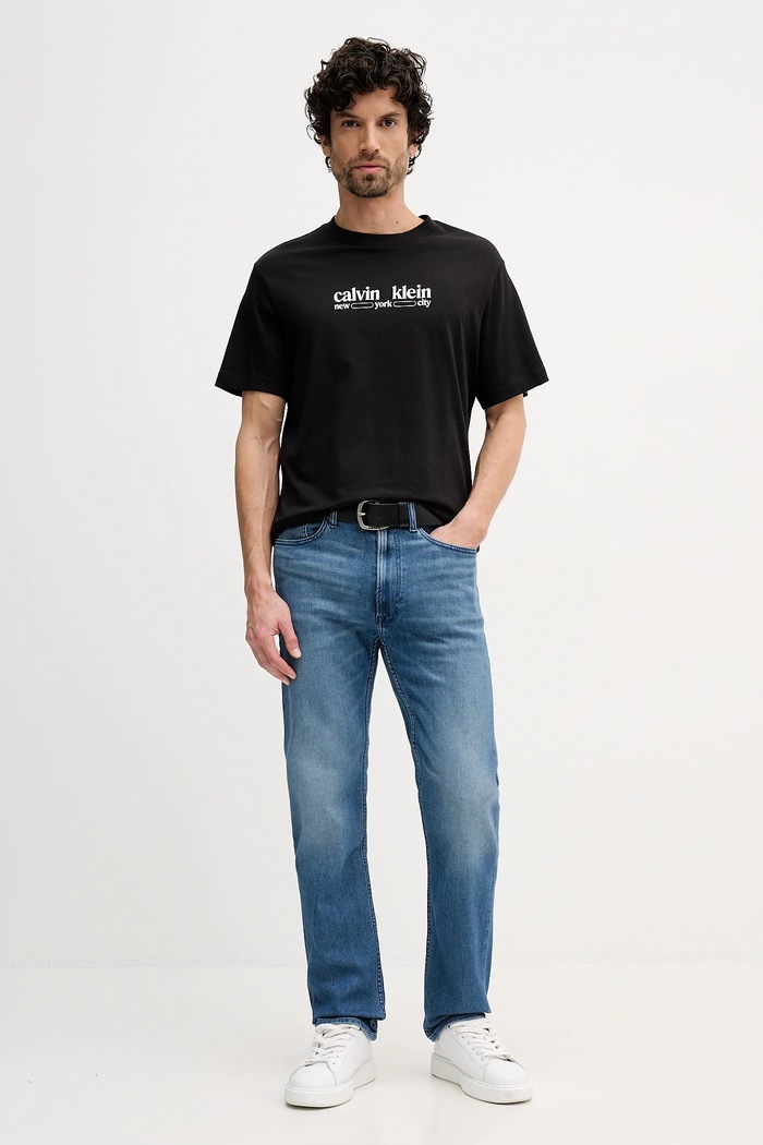Памучна тениска Calvin Klein Jeans LV14RE831G черен SS26