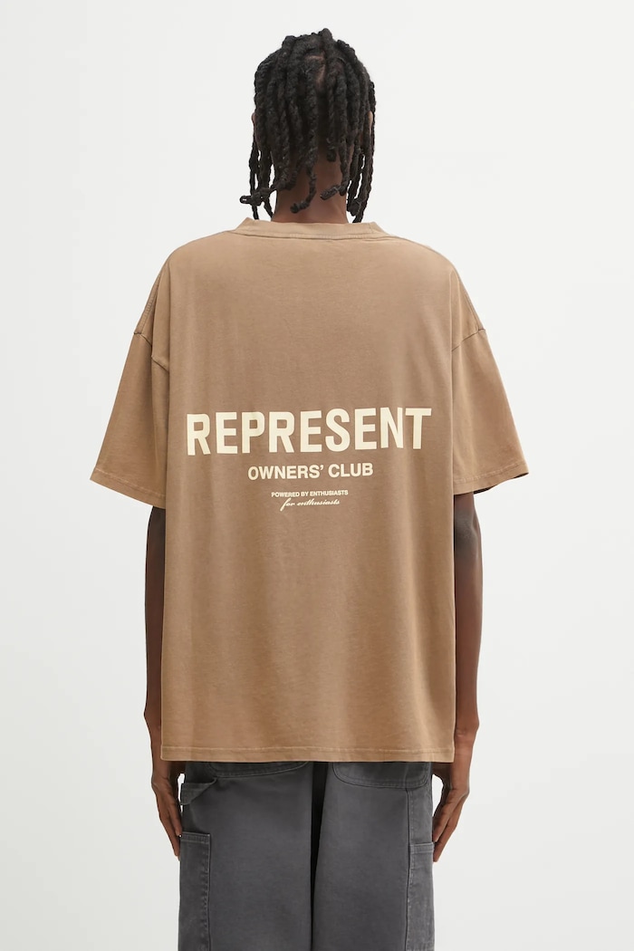 Бавовняна футболка Represent Represent Owners Club надрук коричневий OCM41114.16