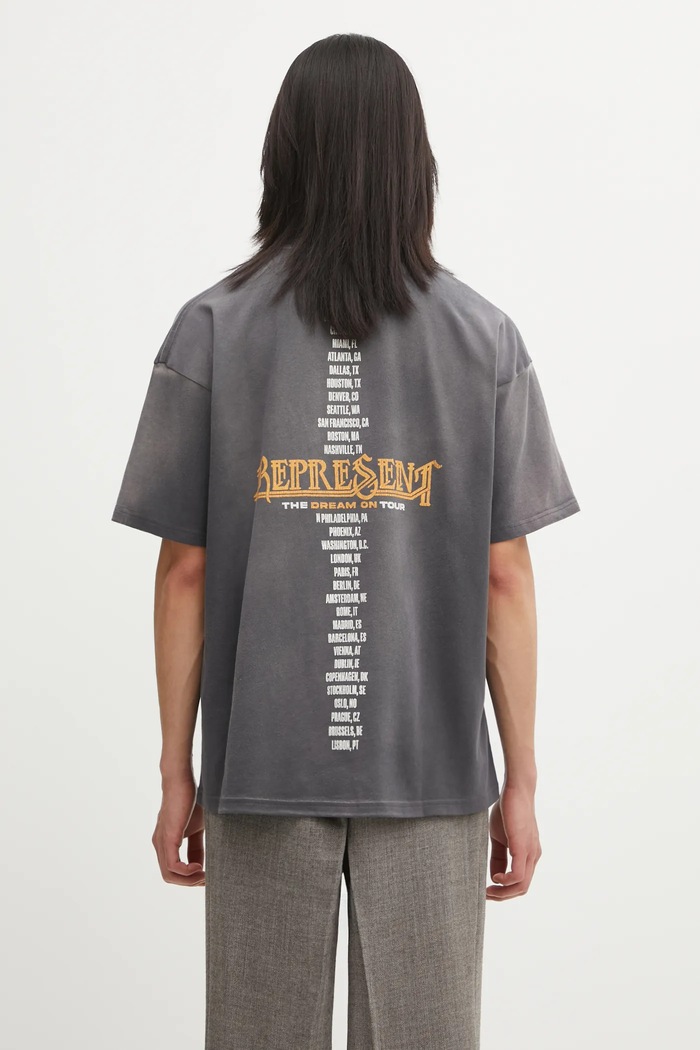 Одежда Хлопковая футболка Represent Golden Tour MLM100823.46 серый