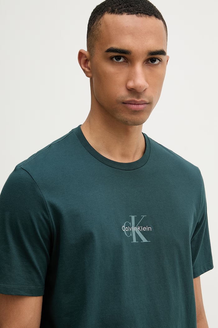 Calvin Klein Jeans Tricou bărbați bumbac turcoaz LV04RB866G