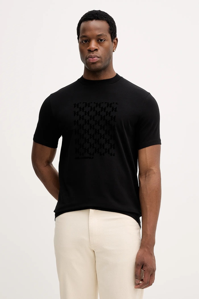 Karl Lagerfeld t-shirt elasztánnal fekete 561221.755040