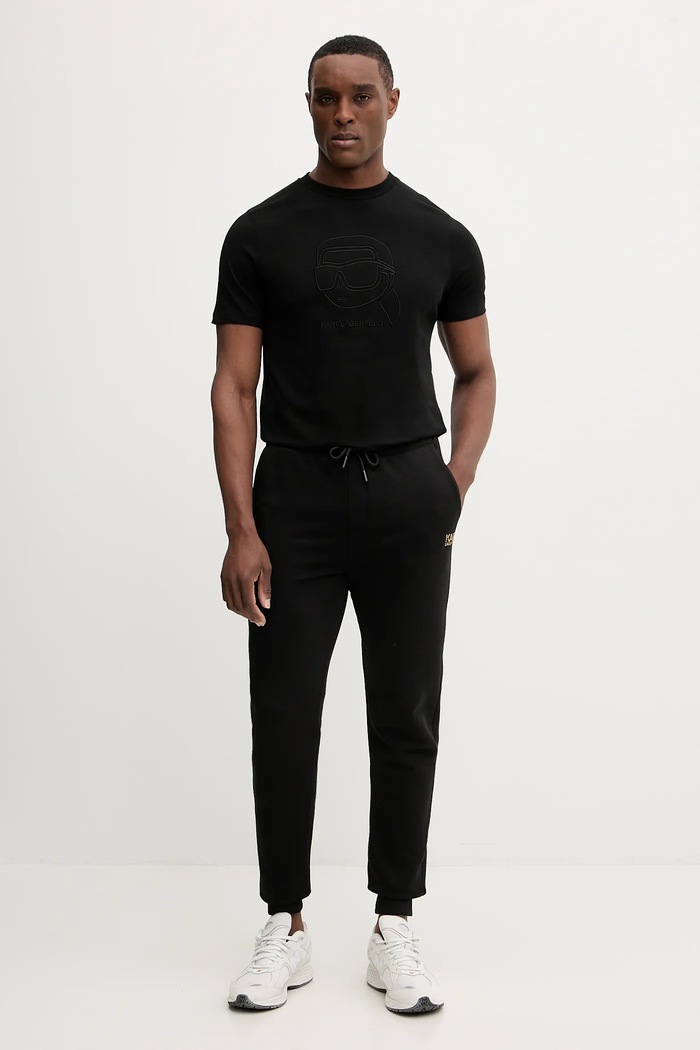 Памучна тениска Karl Lagerfeld 561224.755052 черен SS26