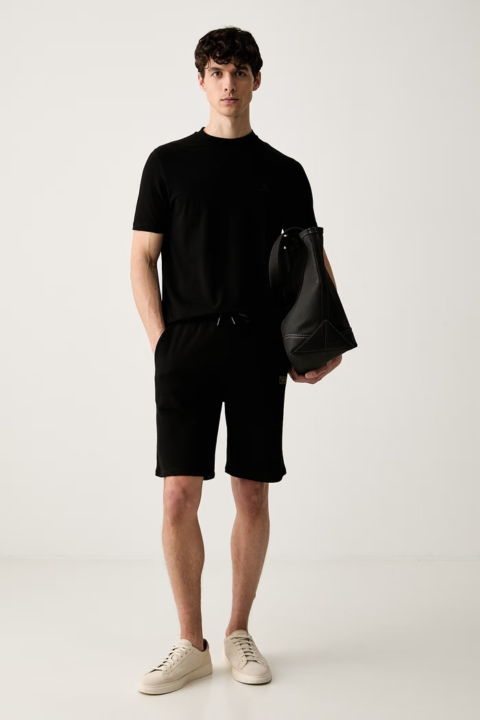 Karl Lagerfeld T-shirt męski z bawełną 561221.755054 czarny SS26