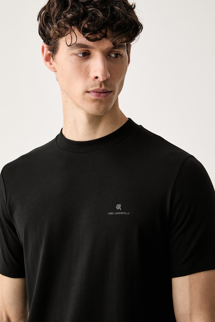 Karl Lagerfeld T-shirt męski z bawełną czarny 561221.755054