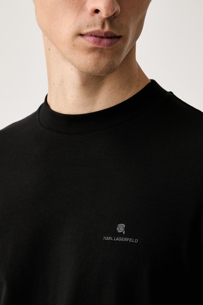Karl Lagerfeld T-shirt męski z bawełną 561221.755054 czarny