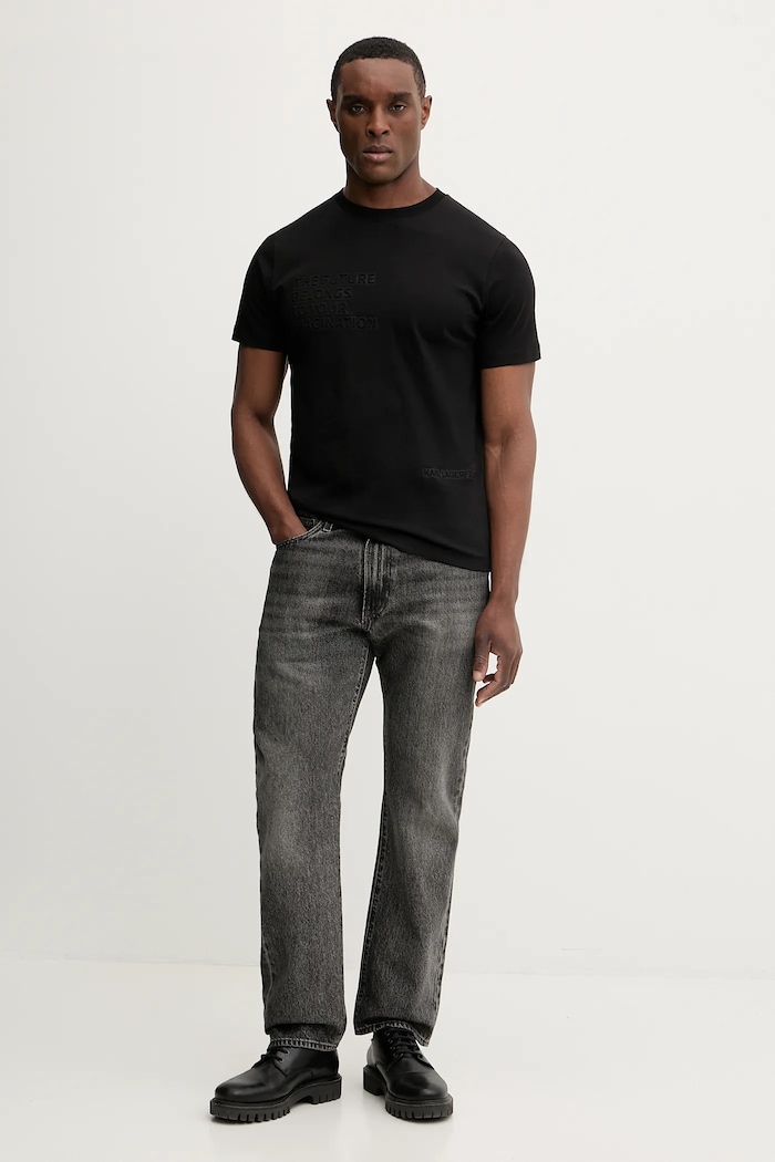 Karl Lagerfeld tricou din bumbac 561241.755061 negru SS26