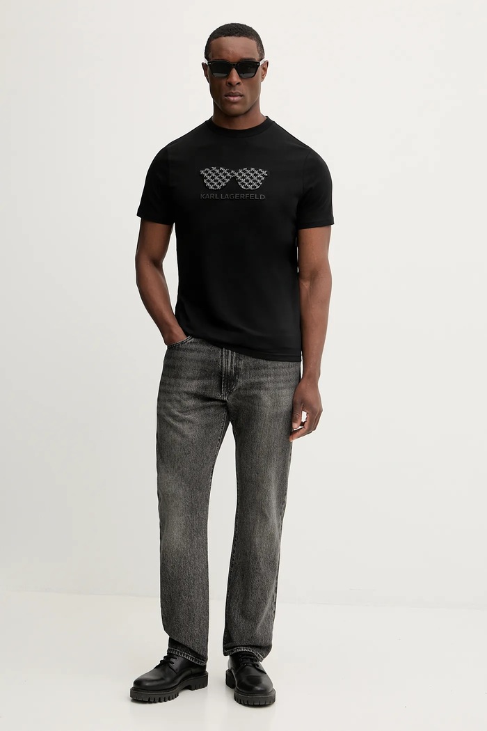 Karl Lagerfeld tricou din bumbac 561252.755070 negru SS26