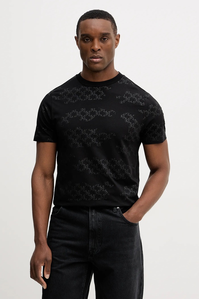 Karl Lagerfeld t-shirt bawełniany nadruk czarny 561251.755071