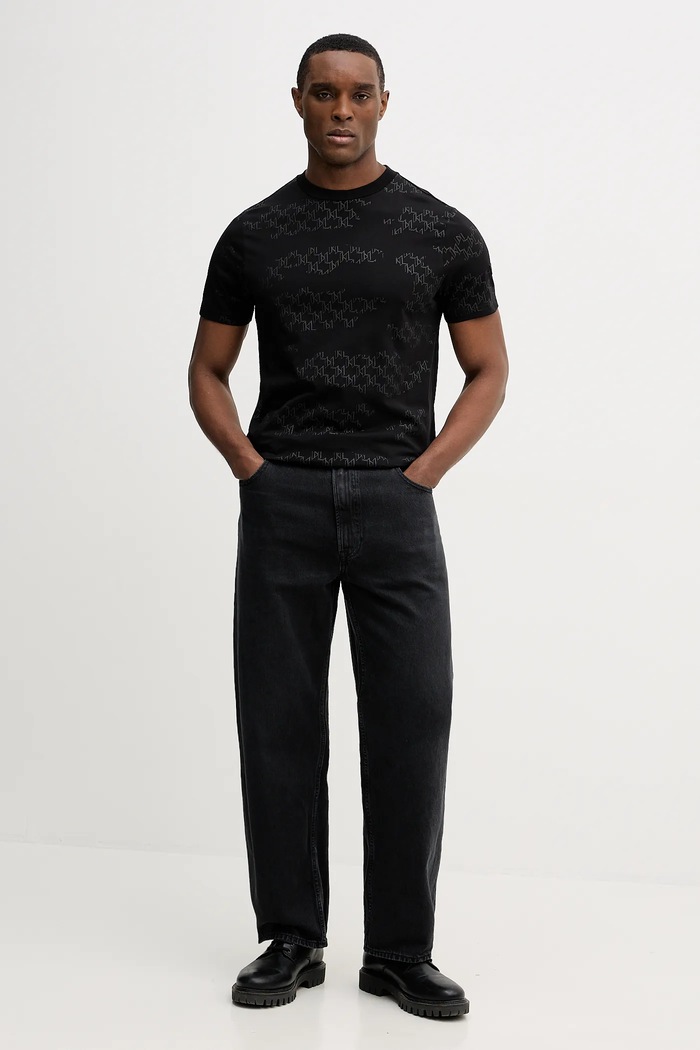 Karl Lagerfeld t-shirt bawełniany 561251.755071 czarny SS26