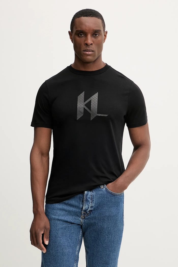 Karl Lagerfeld tricou din bumbac print negru 561252.755072