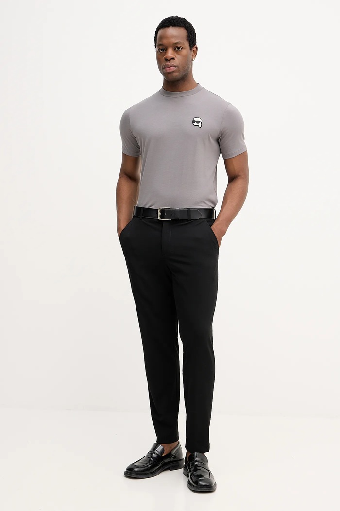 Памучна тениска Karl Lagerfeld 561224.755710 сив SS26