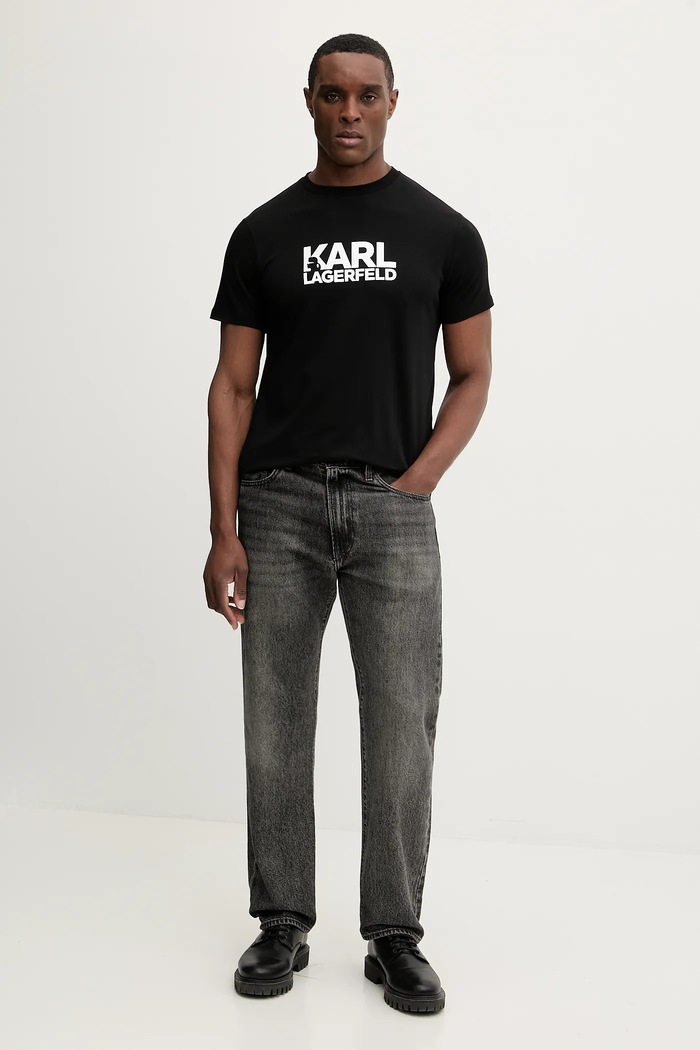 Βαμβακερό μπλουζάκι Karl Lagerfeld 561235.755780 μαύρο SS26