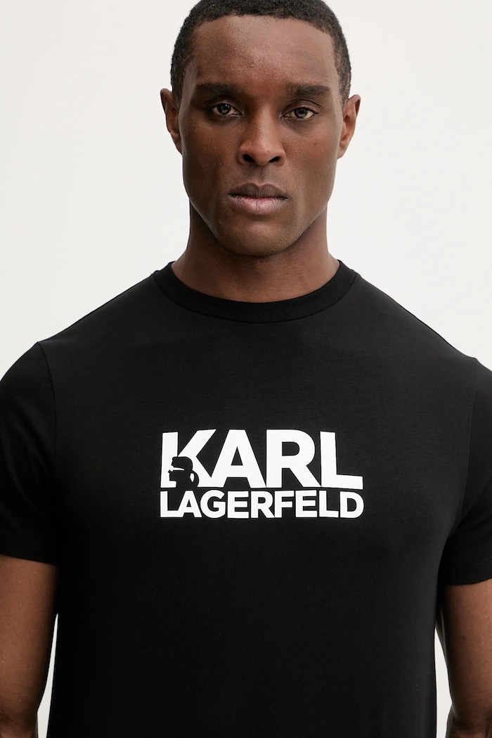 Βαμβακερό μπλουζάκι Karl Lagerfeld μαύρο 561235.755780