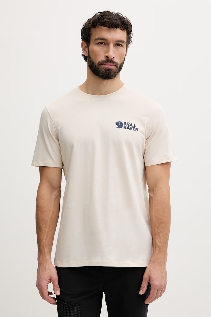 Oblečenie Fjallraven pánske bavlnené tričko Swedish Forest F12600327 béžová
