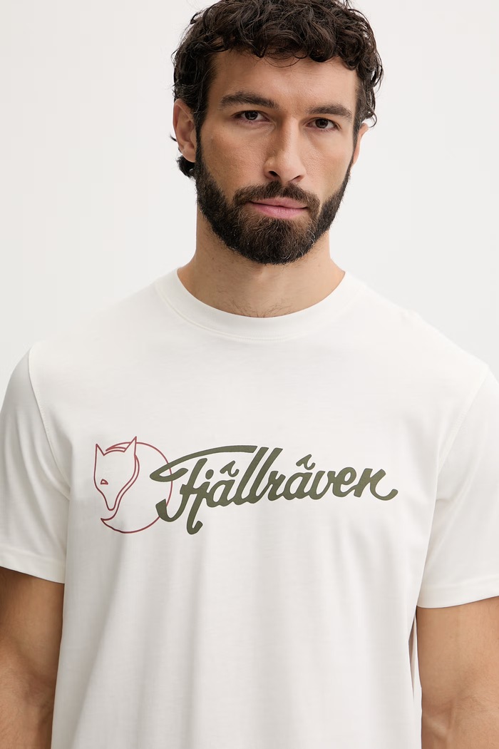 Fjallraven t-shirt ανδρικό βαμβακερό Archive μπεζ F12600328
