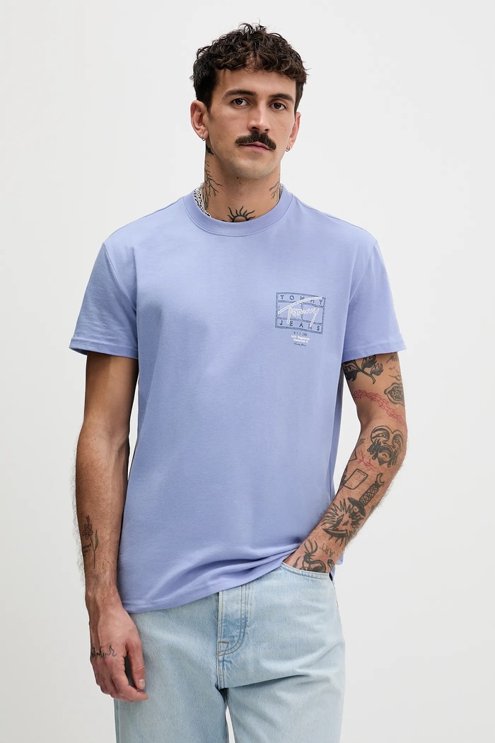 Tommy Jeans tricou din bumbac print albastru DM0DM22319