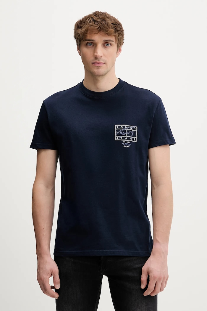 Tommy Jeans t-shirt bawełniany nadruk granatowy DM0DM22319