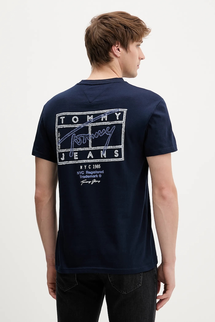 Odzież Tommy Jeans t-shirt bawełniany DM0DM22319 granatowy