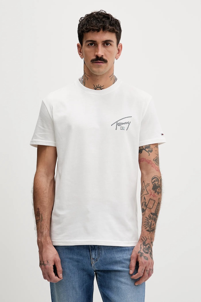 Oblečenie Bavlnené tričko Tommy Jeans DM0DM22320 biela