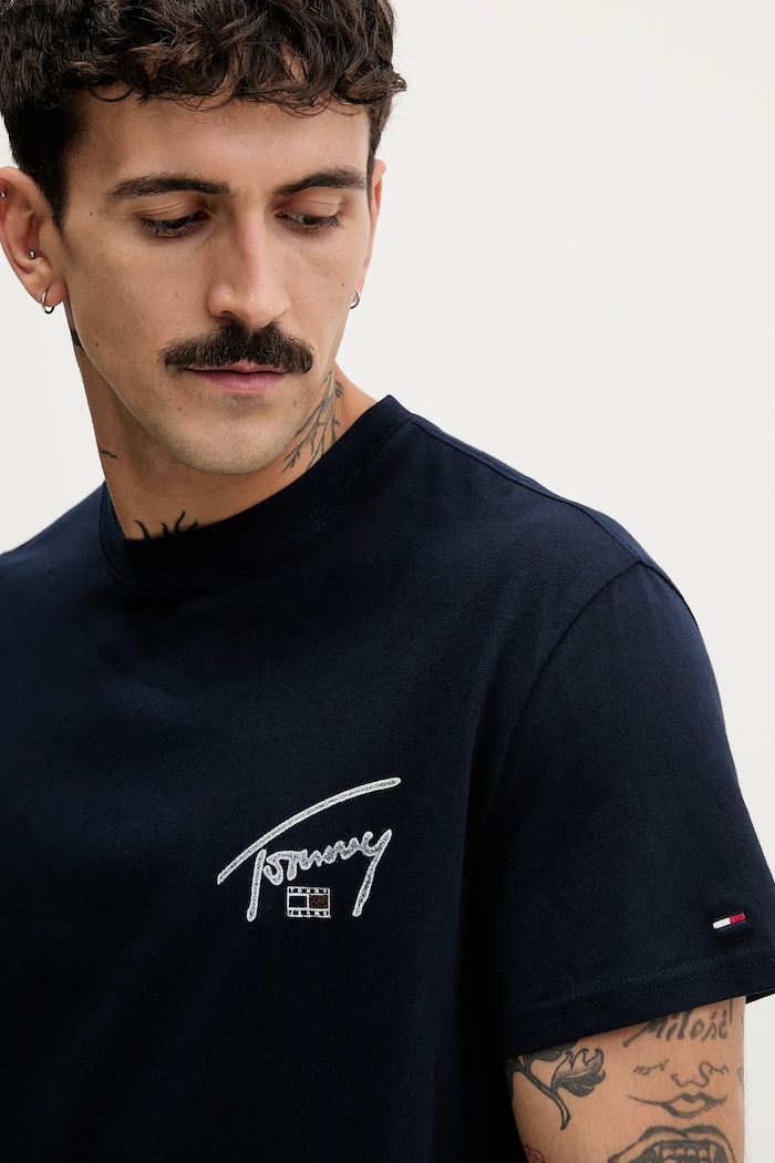 Tommy Jeans tricou din bumbac bleumarin DM0DM22320