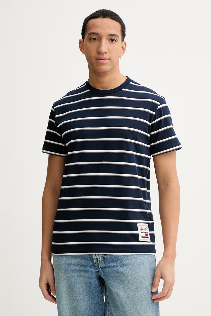 Βαμβακερό μπλουζάκι Tommy Jeans βαμβάκι σκούρο μπλε DM0DM22325