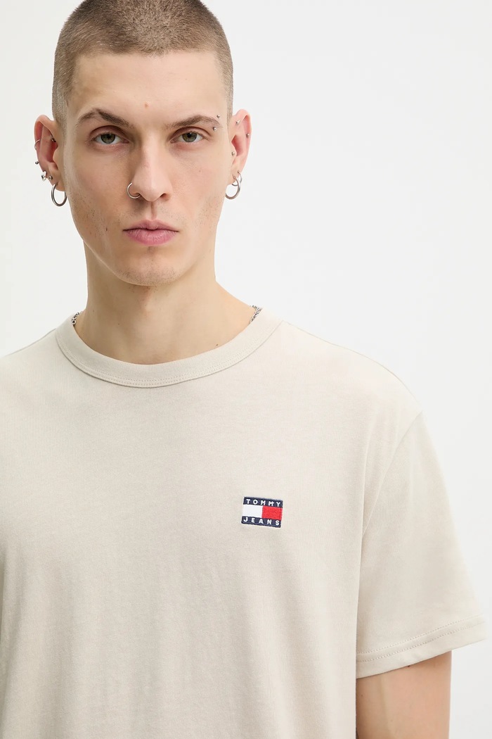 Tommy Jeans tricou bărbați bej DM0DM22667