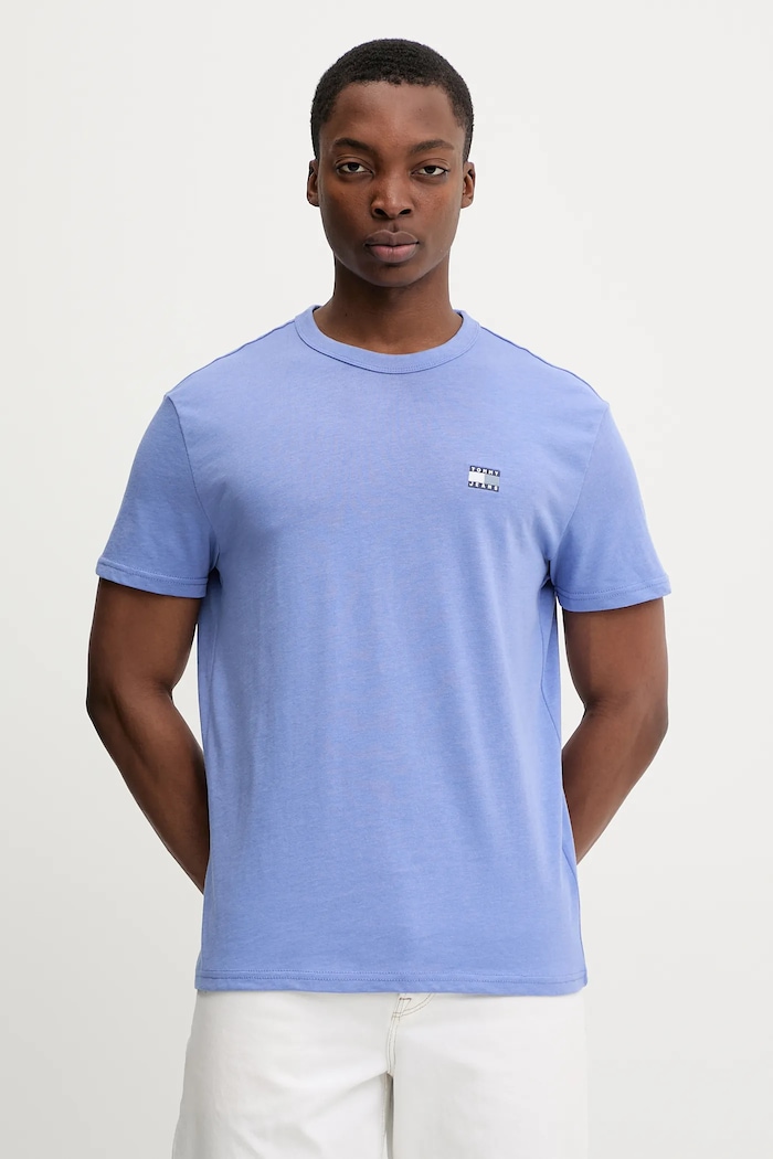 Tommy Jeans tričko pánské hladký fialová DM0DM22667