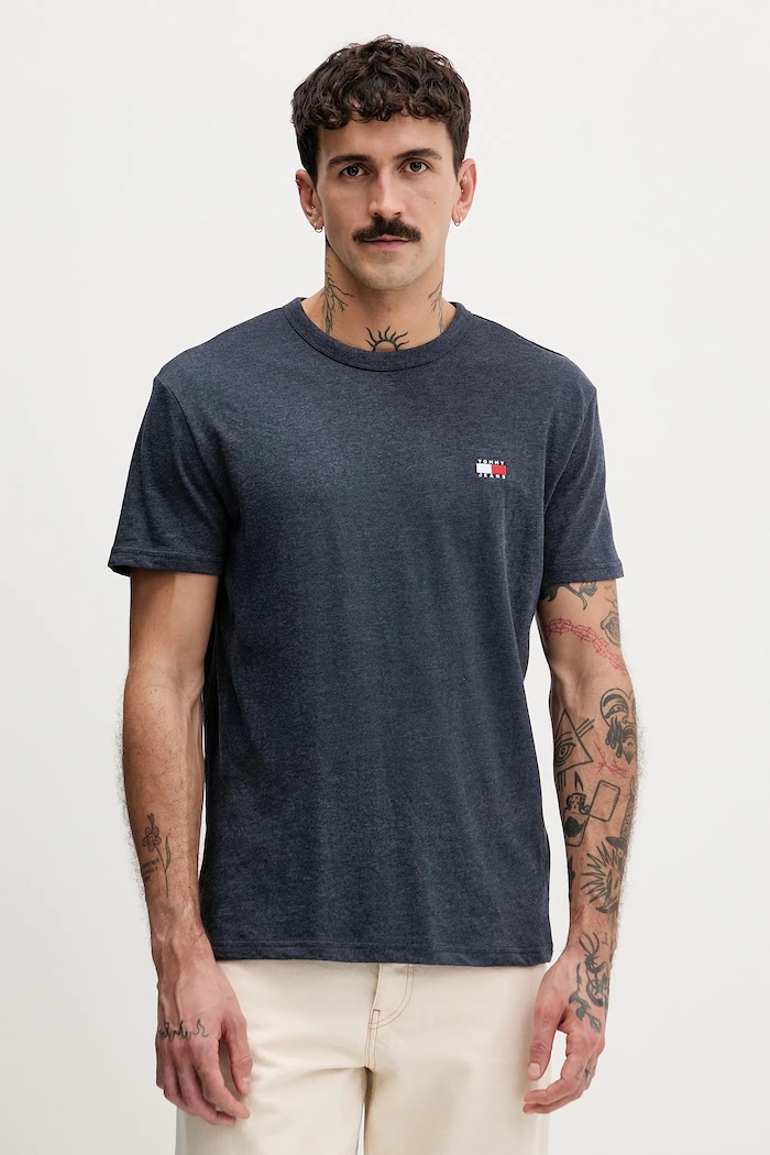 Tommy Jeans tricou bărbați imprimeu bleumarin DM0DM22667