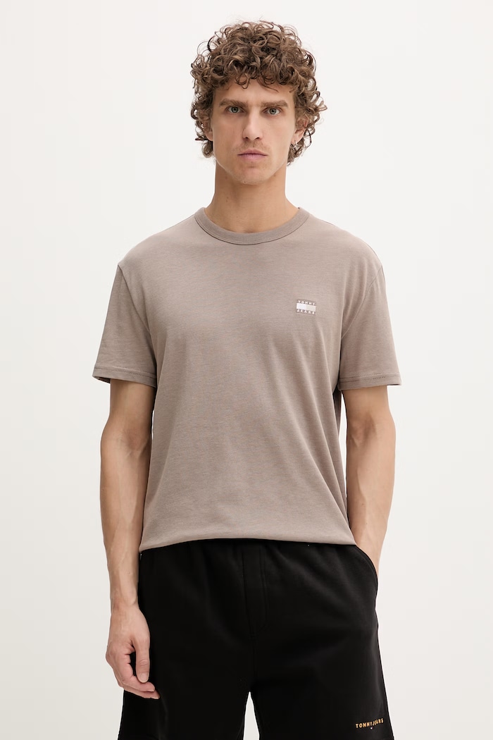 Tommy Jeans tričko pánske béžová DM0DM22667