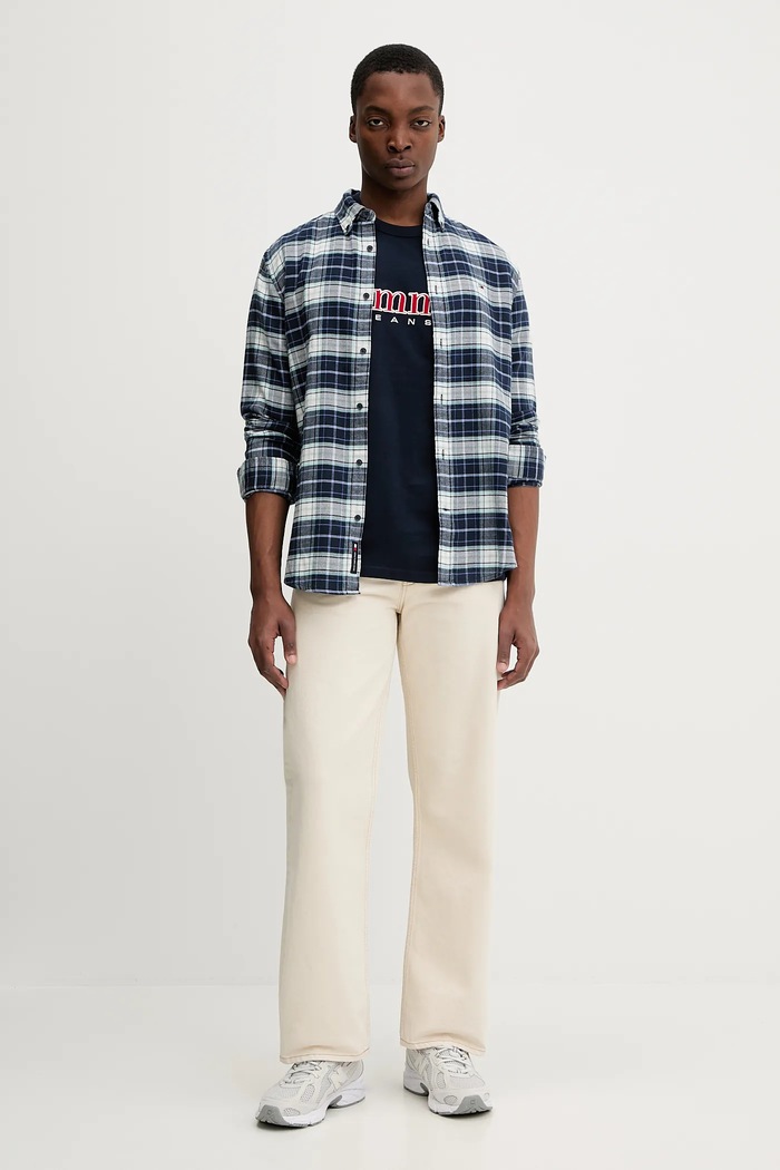 Pamučna majica Tommy Jeans DM0DM22719 mornarsko plava SS26