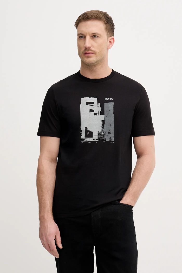 BOSS Orange t-shirt bawełniany Te_Imprint nadruk czarny 50556007