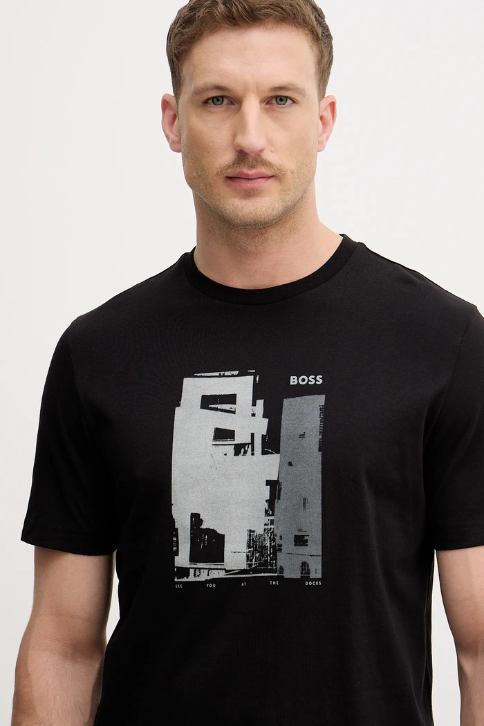 BOSS Orange t-shirt bawełniany Te_Imprint czarny 50556007