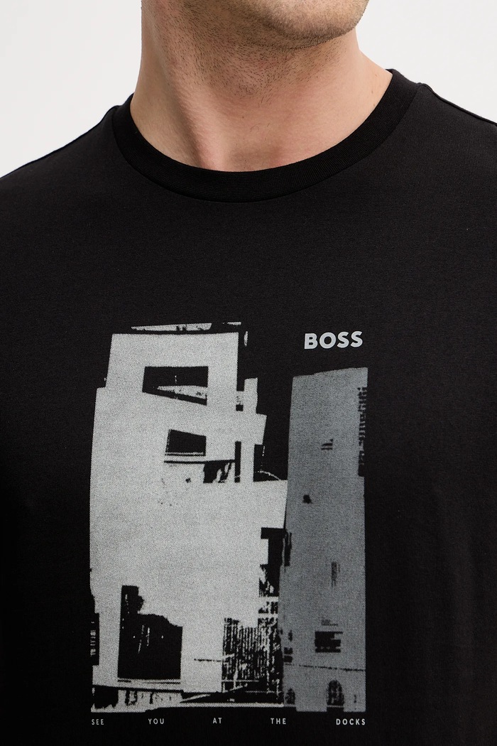 BOSS Orange t-shirt bawełniany Te_Imprint 50556007 czarny