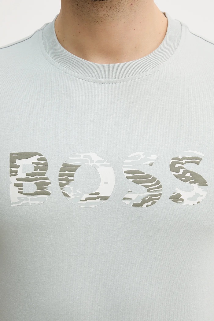 Bavlnené tričko BOSS Orange Te_Insignia 50556009 tyrkysová