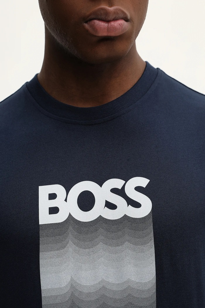 Bavlnené tričko BOSS Orange Te_Insignia 50556009 modrá