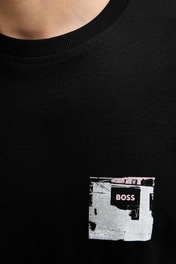 Bavlněné tričko BOSS Orange Te_Citylights 50556032 černá