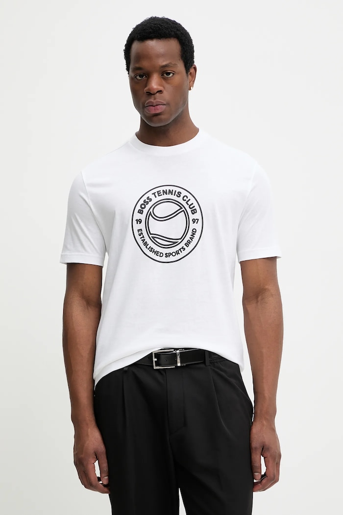 BOSS Green tricou din bumbac TS_Join Logo imprimeu alb 50553648