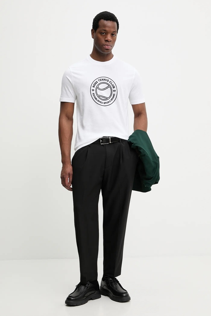 BOSS Green tricou din bumbac TS_Join Logo 50553648 alb SS26