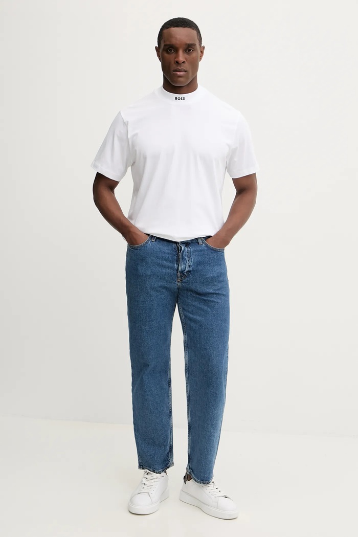 Μπλουζάκι BOSS Green Tee Collar 50555527 λευκό SS26